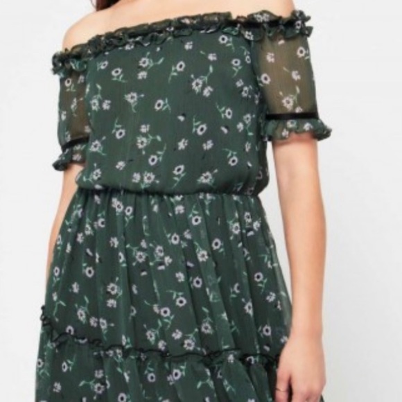 Miss Selfridge Floral Off-Shoulder Chiffon Dress - Picture 2 of 8